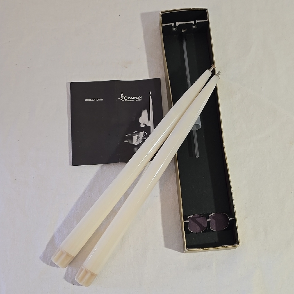Vintage Olympian White Taper Candles